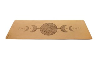 NATURAL CORK yoga mat- 100% Natural Rubber bottom, Cork top - Moon Laser Printed Pilates Mat Meditation