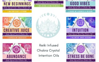 Chakra Crystal Intention Oils Set Reiki Infused Chakra Oils - Abundance Creative Juice New Beginnings Good Vibes Intuition Stress Be Gone